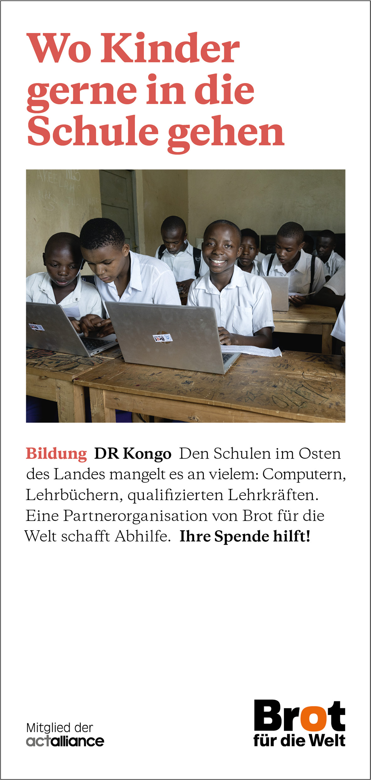 DR Kongo - Wo Kinder gerne in die Schule gehen (Faltblatt Bildung)