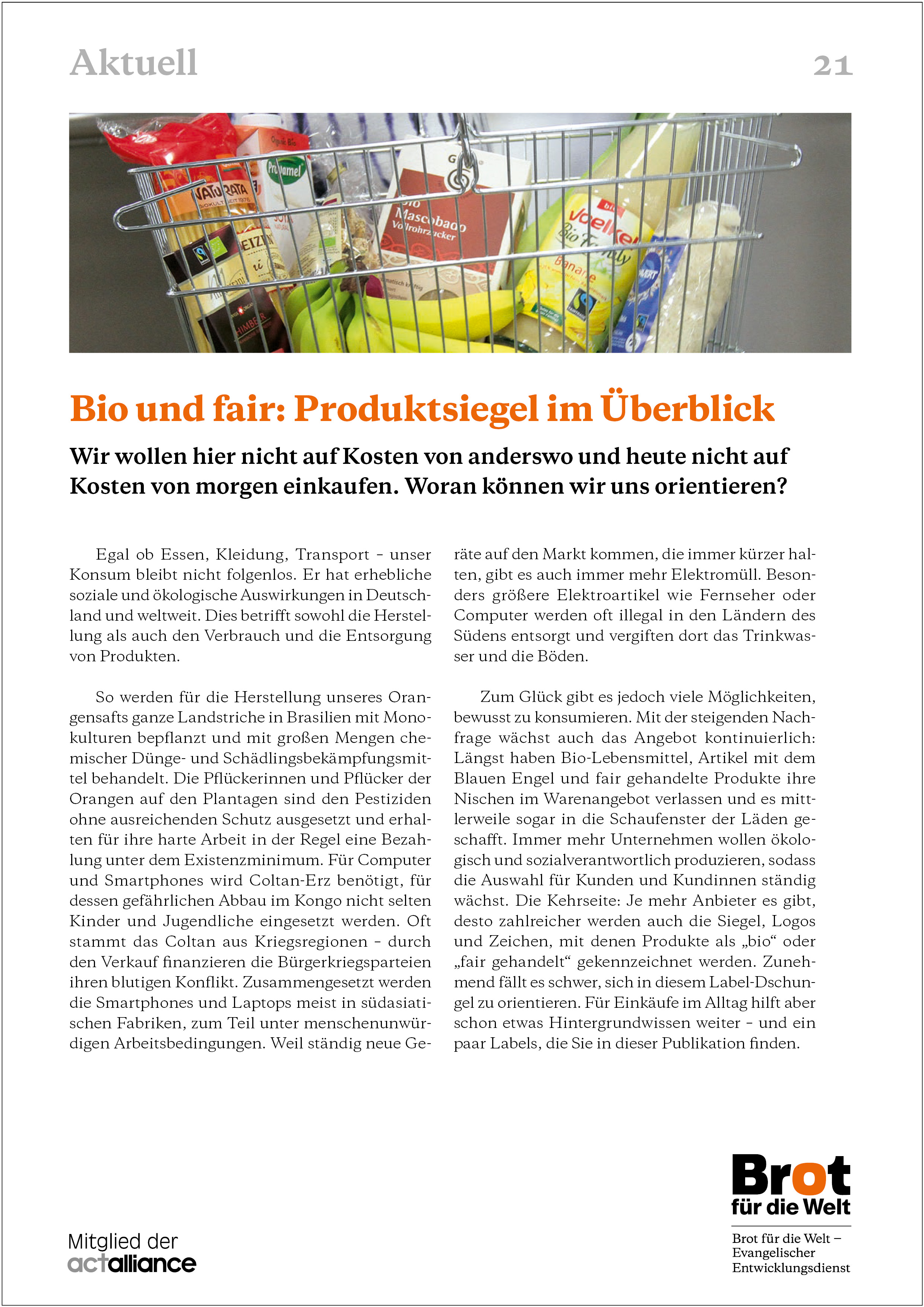 Aktuell 21: Bio und fair: Produktsiegel im Überblick