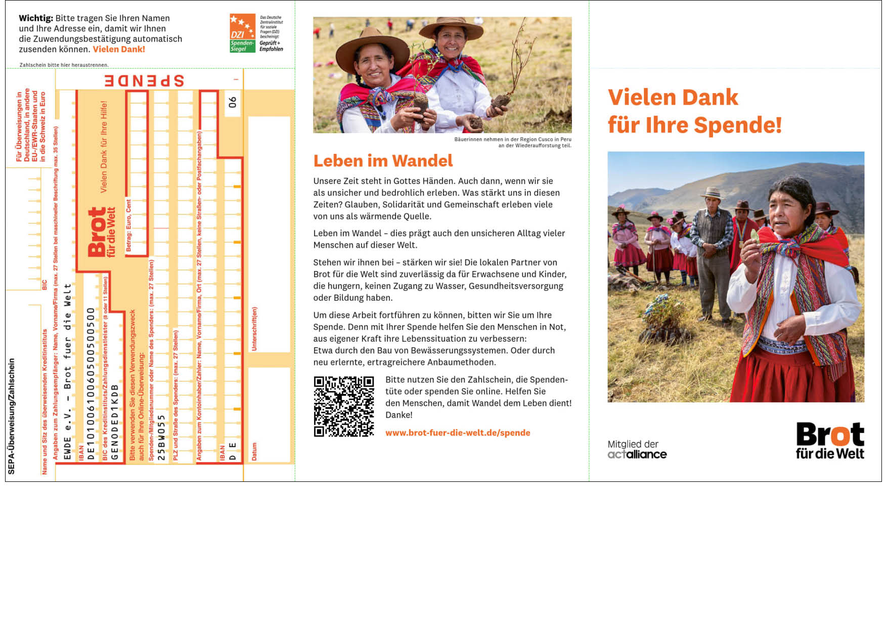 Spendentüte mit Zahlschein 