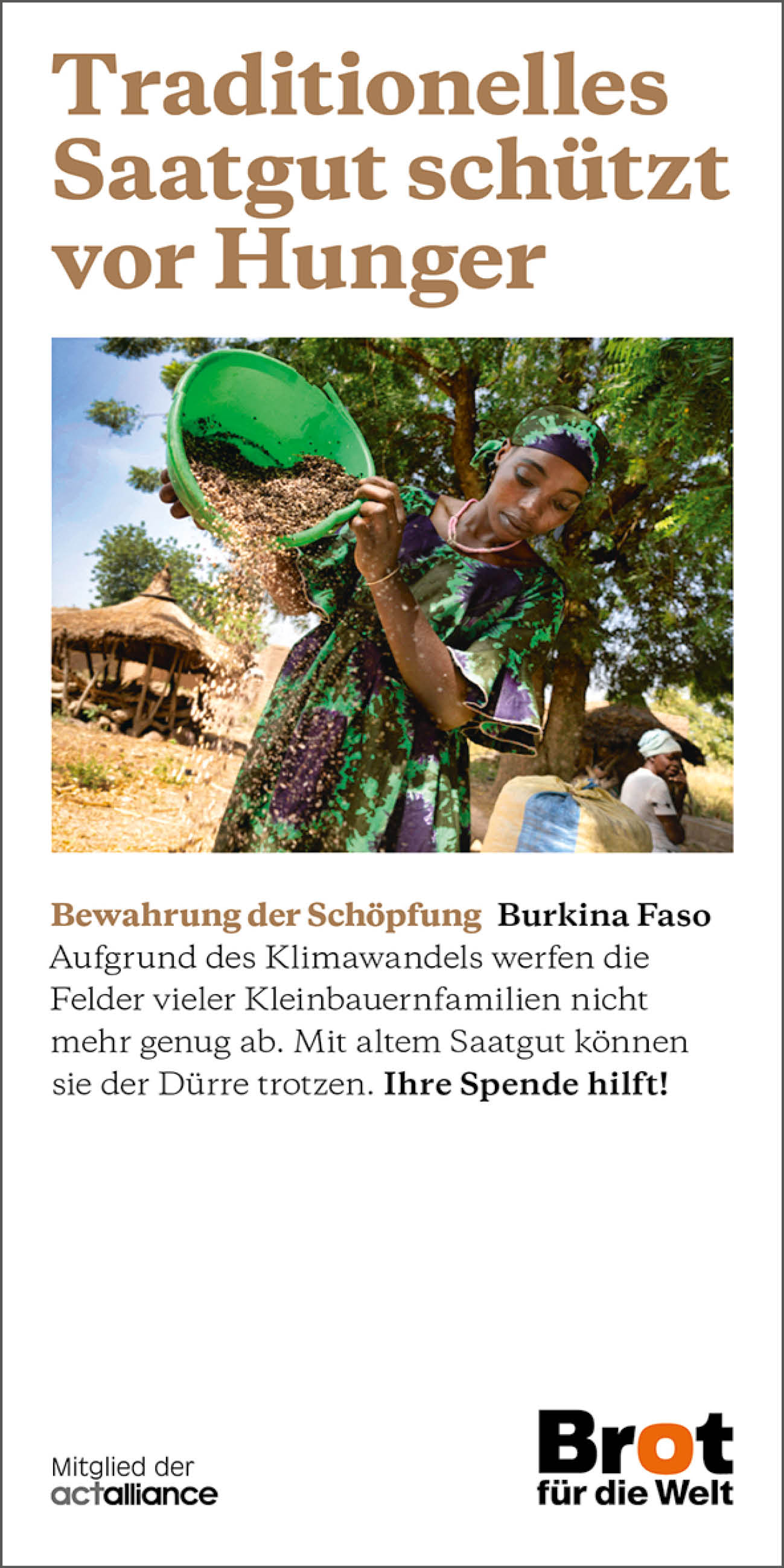 Burkina Faso - Traditionelles Saatgut schützt vor Hunger (Faltblatt Bewahrung der Schöpfung)