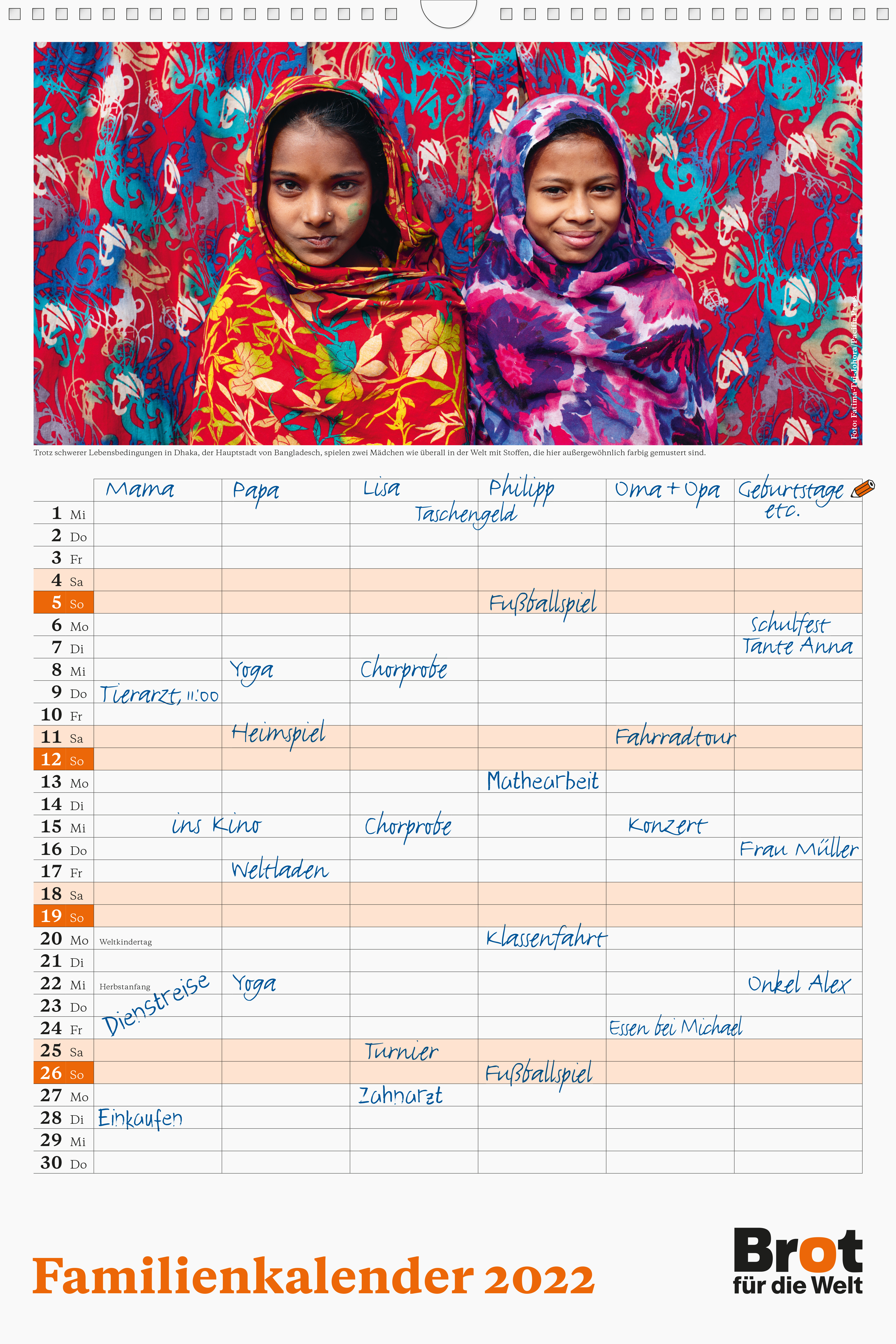 Monatsplaner: Familienkalender 2022