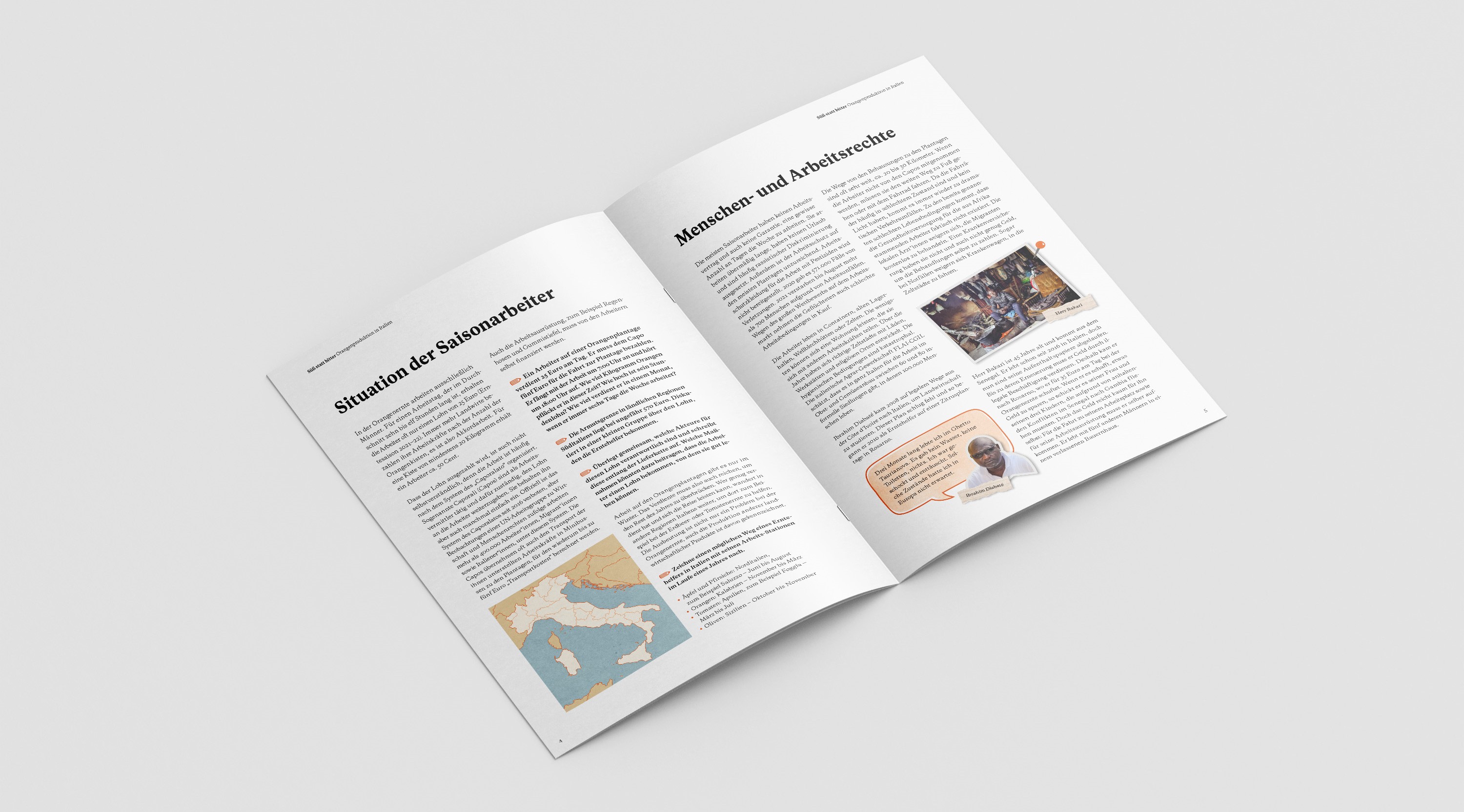 Bildungsmaterial Italien zur Weltkarte Ernährung