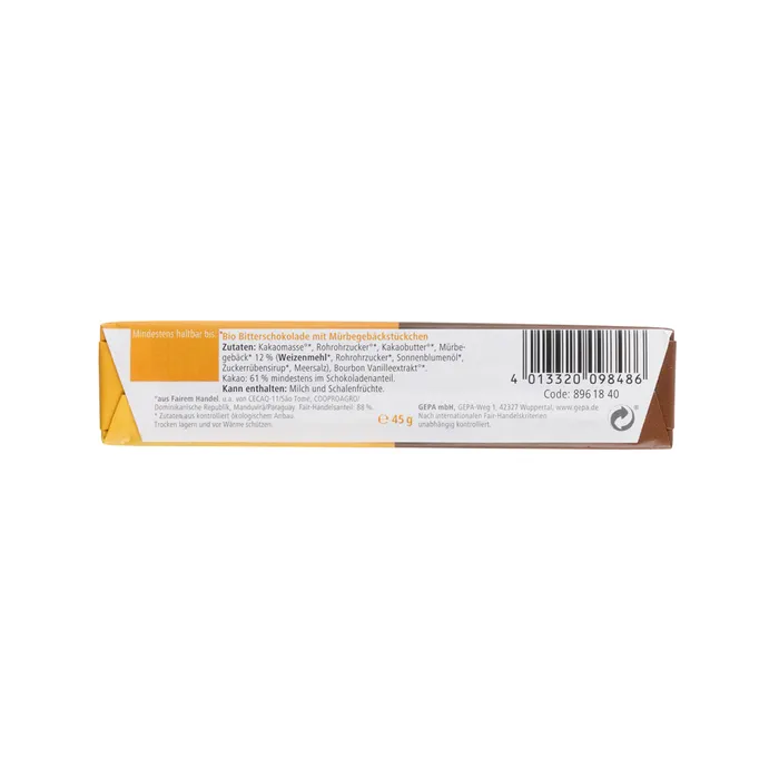 Bio Schokoriegel Cookies und Choc Fairness