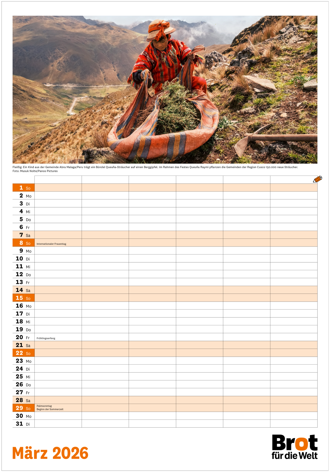 Monatsplaner: Familienkalender 2026