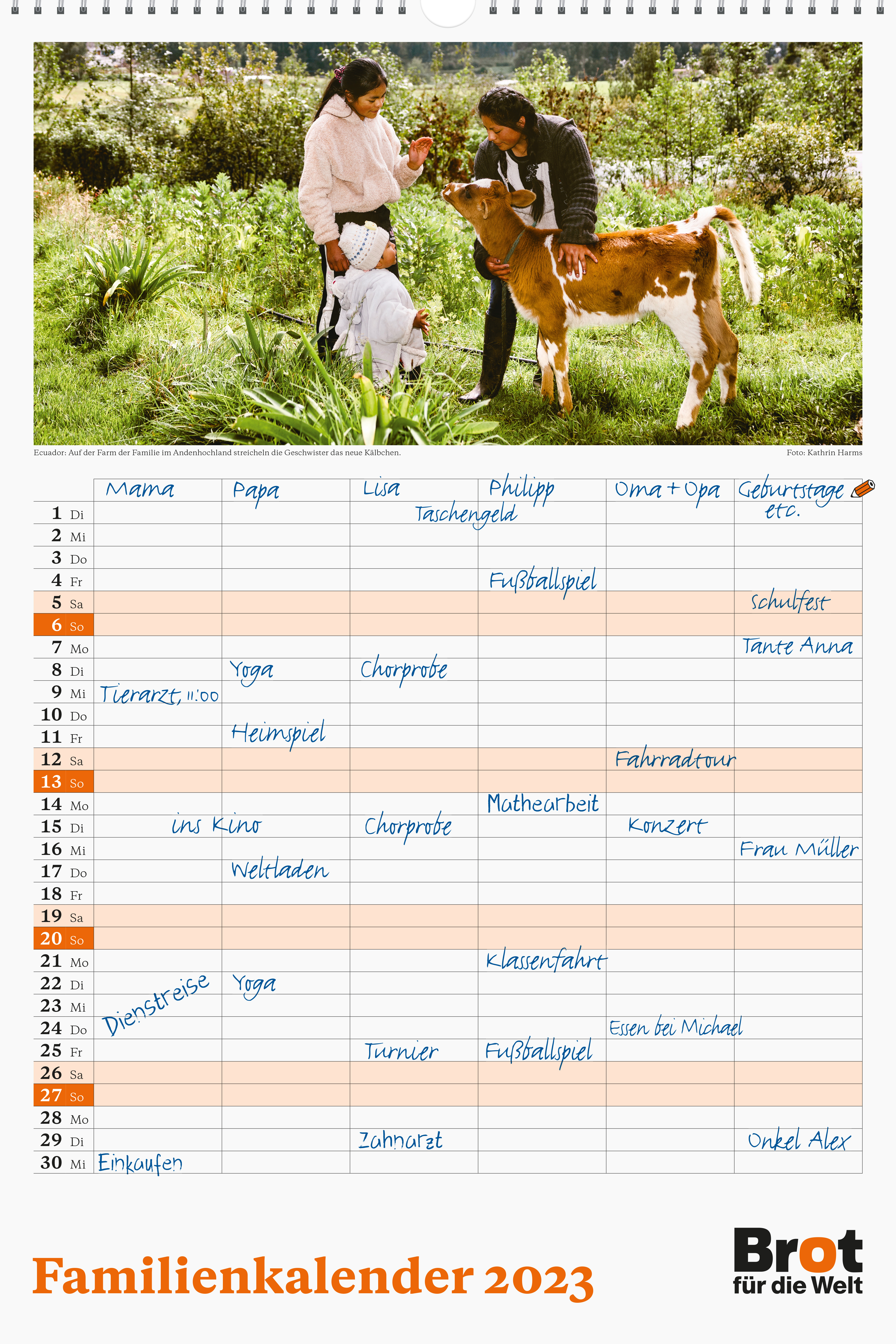 Monatsplaner: Familienkalender 2023